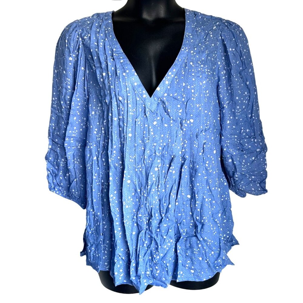 NEW Terra & Sky Womens Blue V-Neck Blouse Size 14